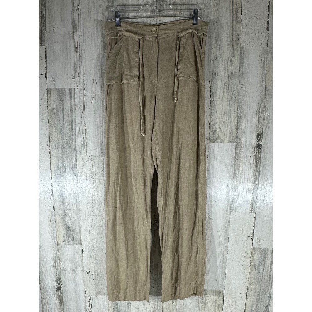 Alma Mater Linen Wide Leg Pants Tab Size 38 (30x31) Drawstring Waist High Rise